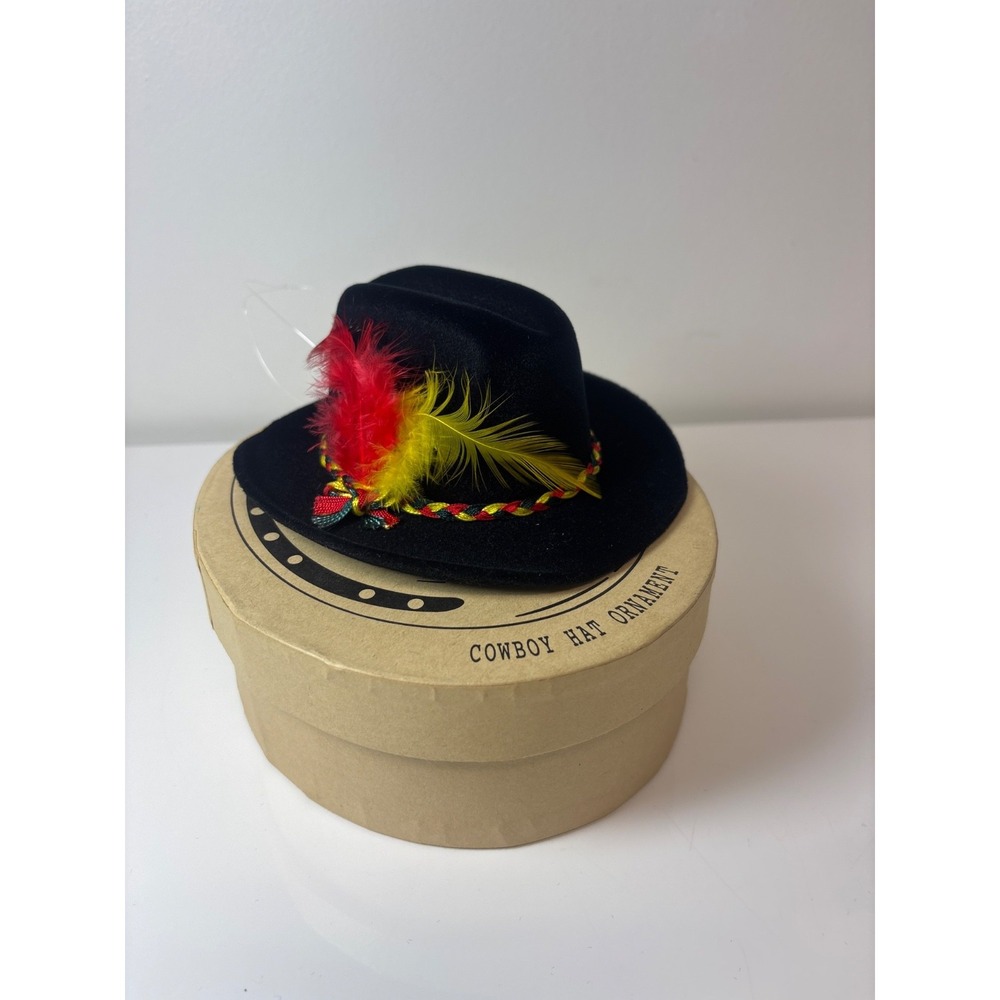 Ornament Western Hat w‎ Box, Rodeo Hat Company Dept. 56  (586) Small Cowboy Mini